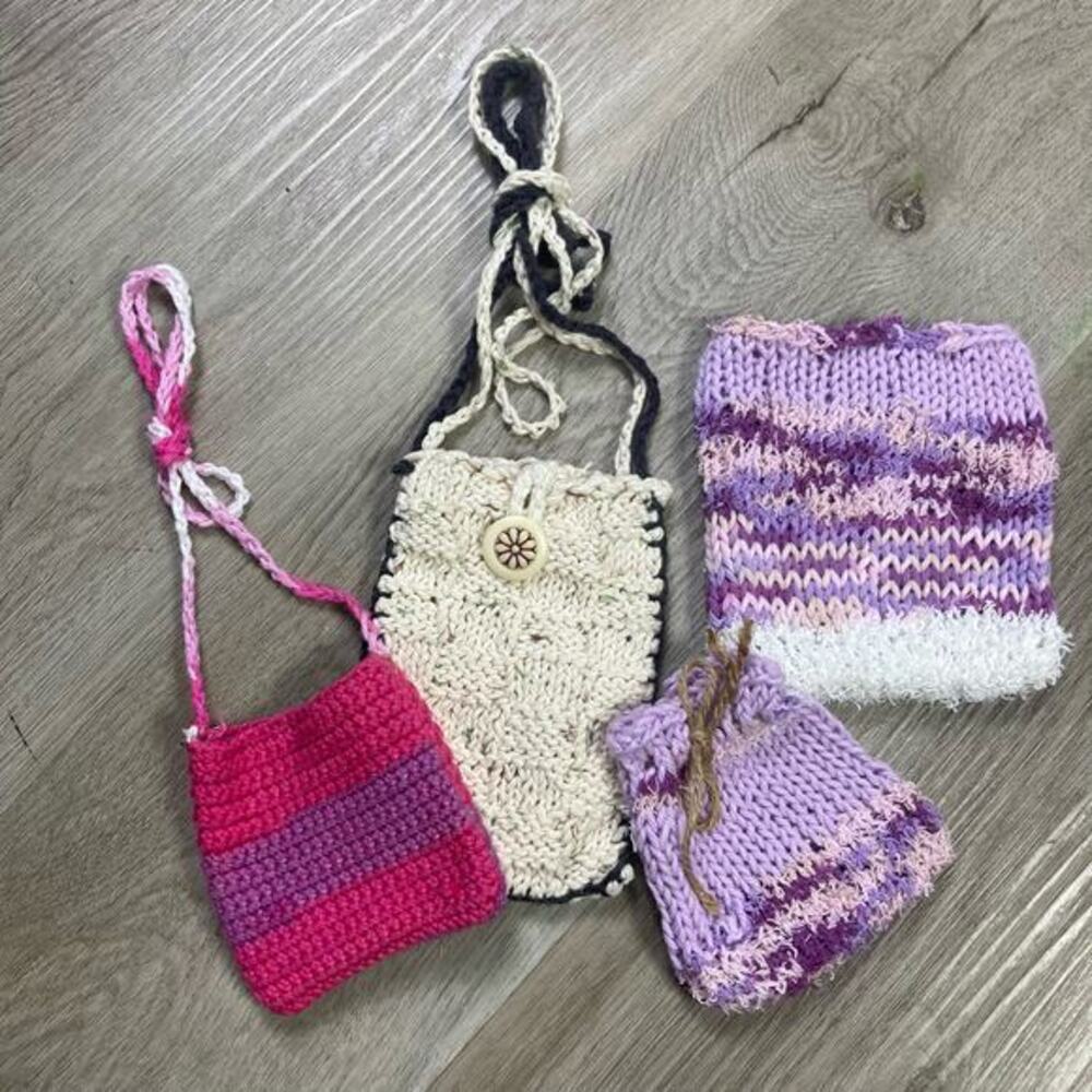 Women's Crochet Crossbody Bags Set of 4 Multicolor Handmade Pouch‎